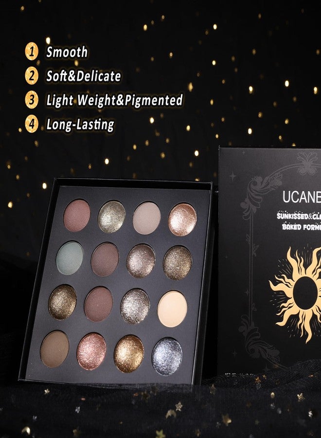 UCANBEMAKEUP UCANBE 16 Color Baked Eyeshadow Palette with 15PCS Brushes Makeup Set,Matte&Shimmer Blend Eyeshadow for Women&Girls,Highly Pigmented Long Lasting Waterproof Make Up Pallet - Image 5